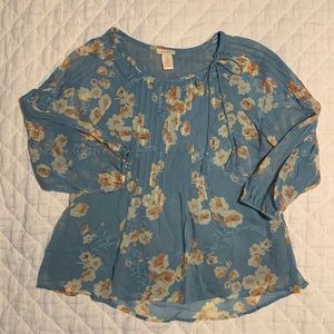 Sundance Floral Blue Silk Top